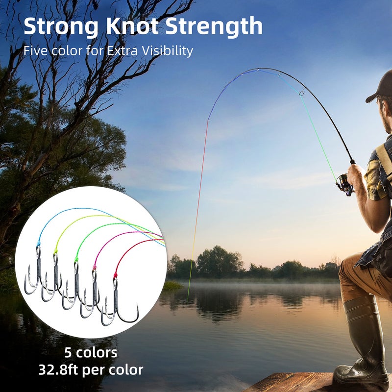 RUNCL Braided Fishing Line, Abrasion Resistant Durable Fishing Line for Saltwater Freshwater, No Stretch, Smaller Diameter, Hi Vis Rainbow Color Measure Line, 328-1093 Yds - Image 5